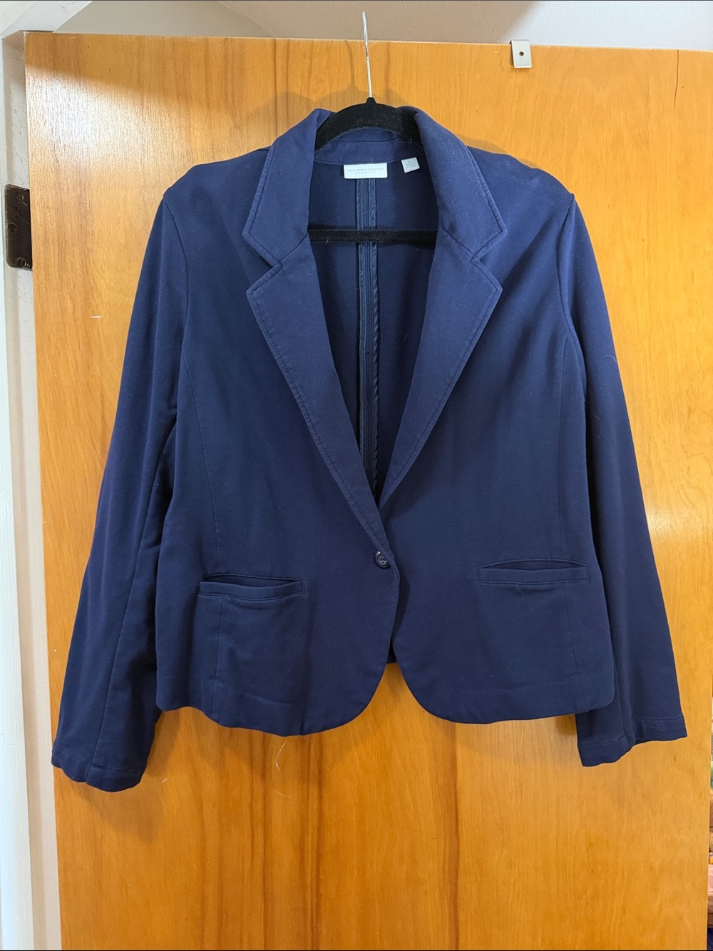 New York & Company Stretch Jersey One Button Blazer Navy XL